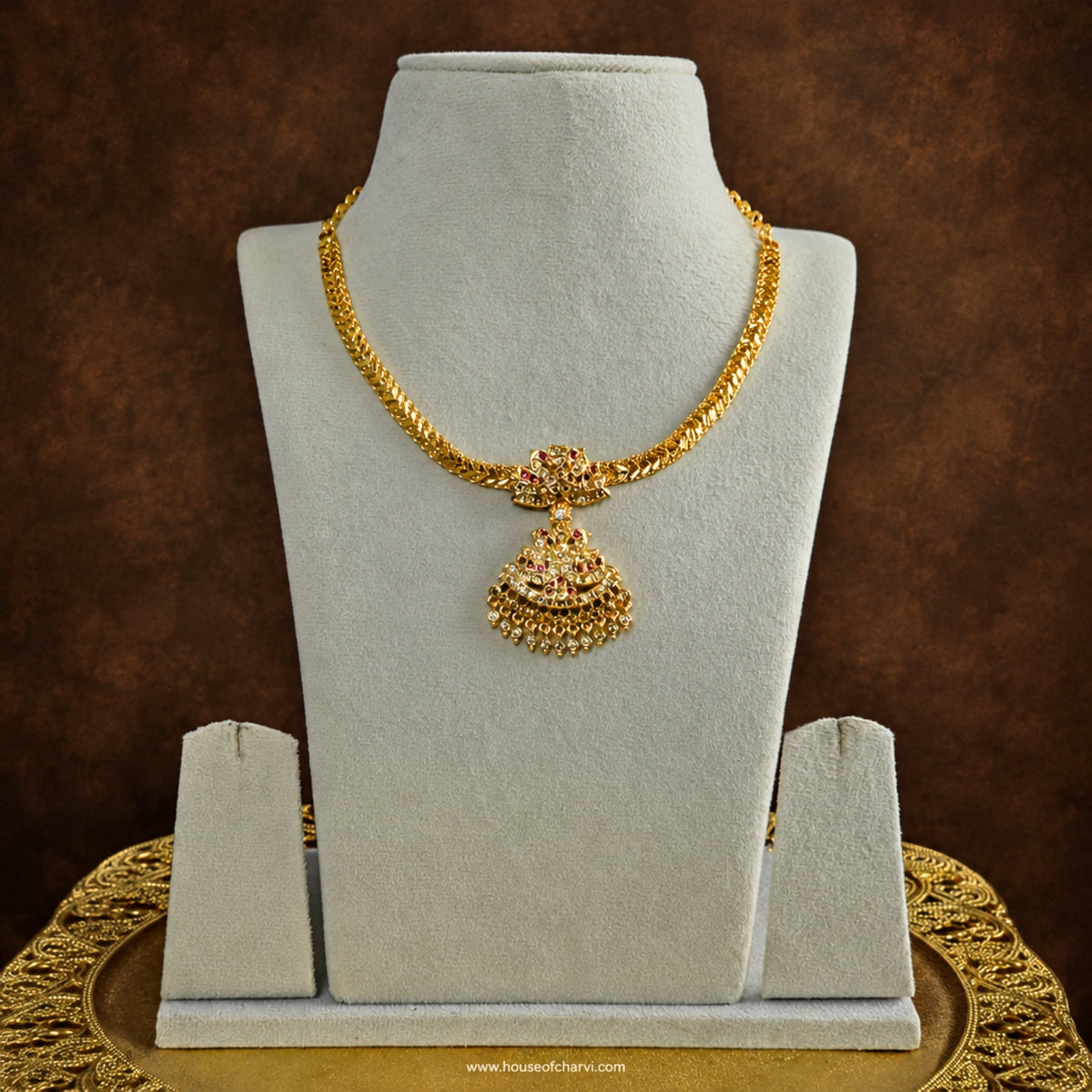 Ruby Pendant  Vintage Attigai Necklace