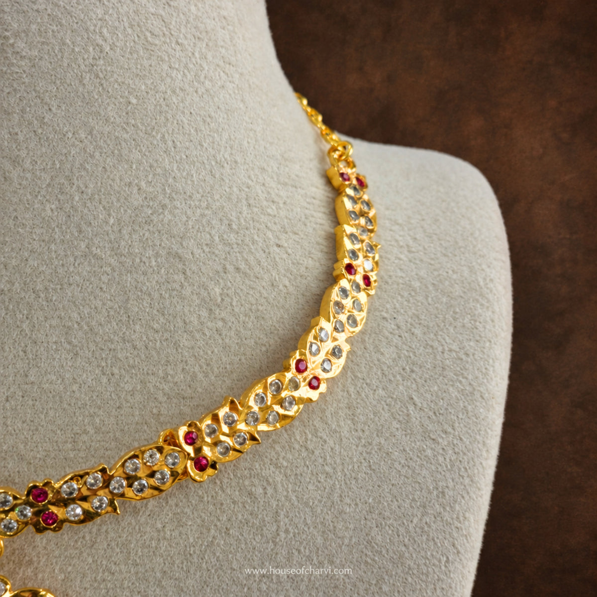 Antique Gold CZ Floral Necklace