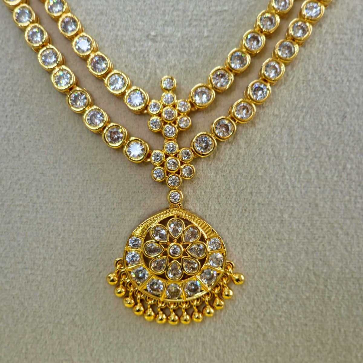 Antique Gold CZ Necklace Set