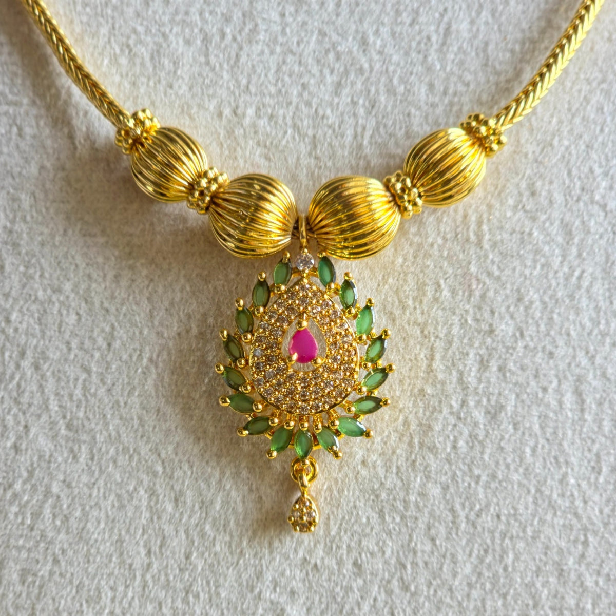 Green and Pink Pendant Necklace