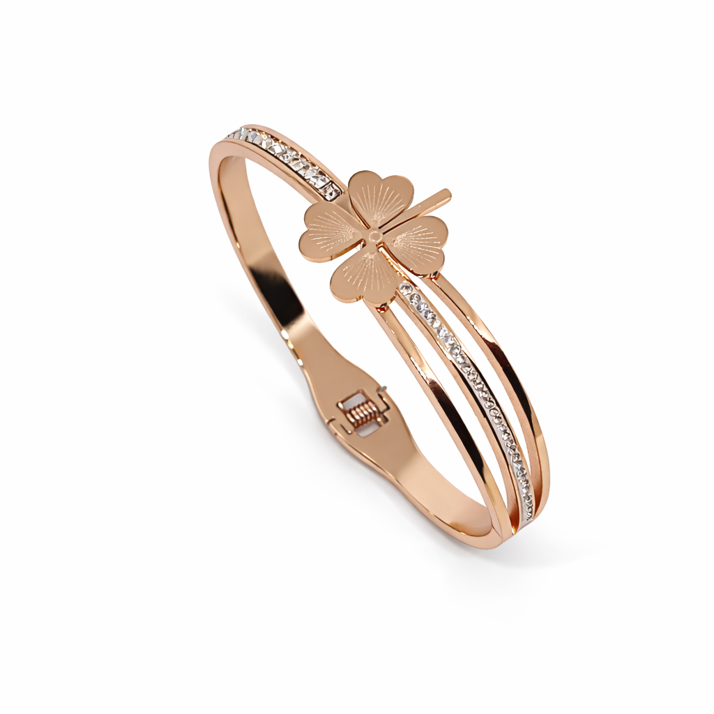 Four Leaf Clover Rose Gold Bracelet