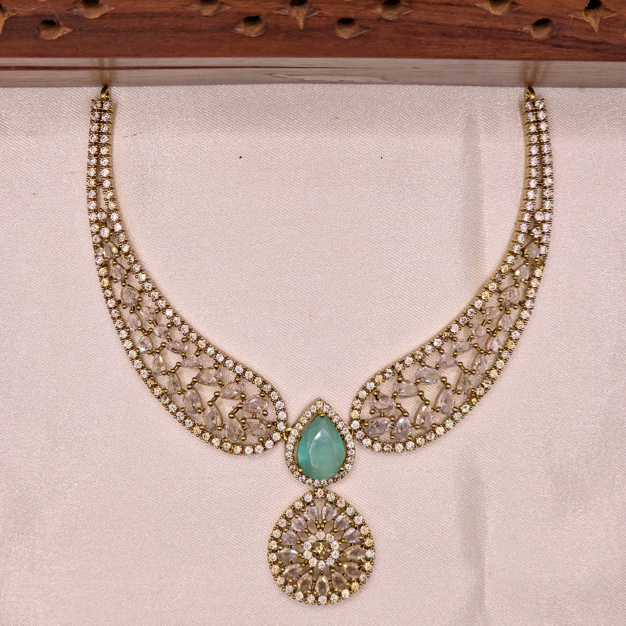 Mint Green CZ Bridal Necklace Set
