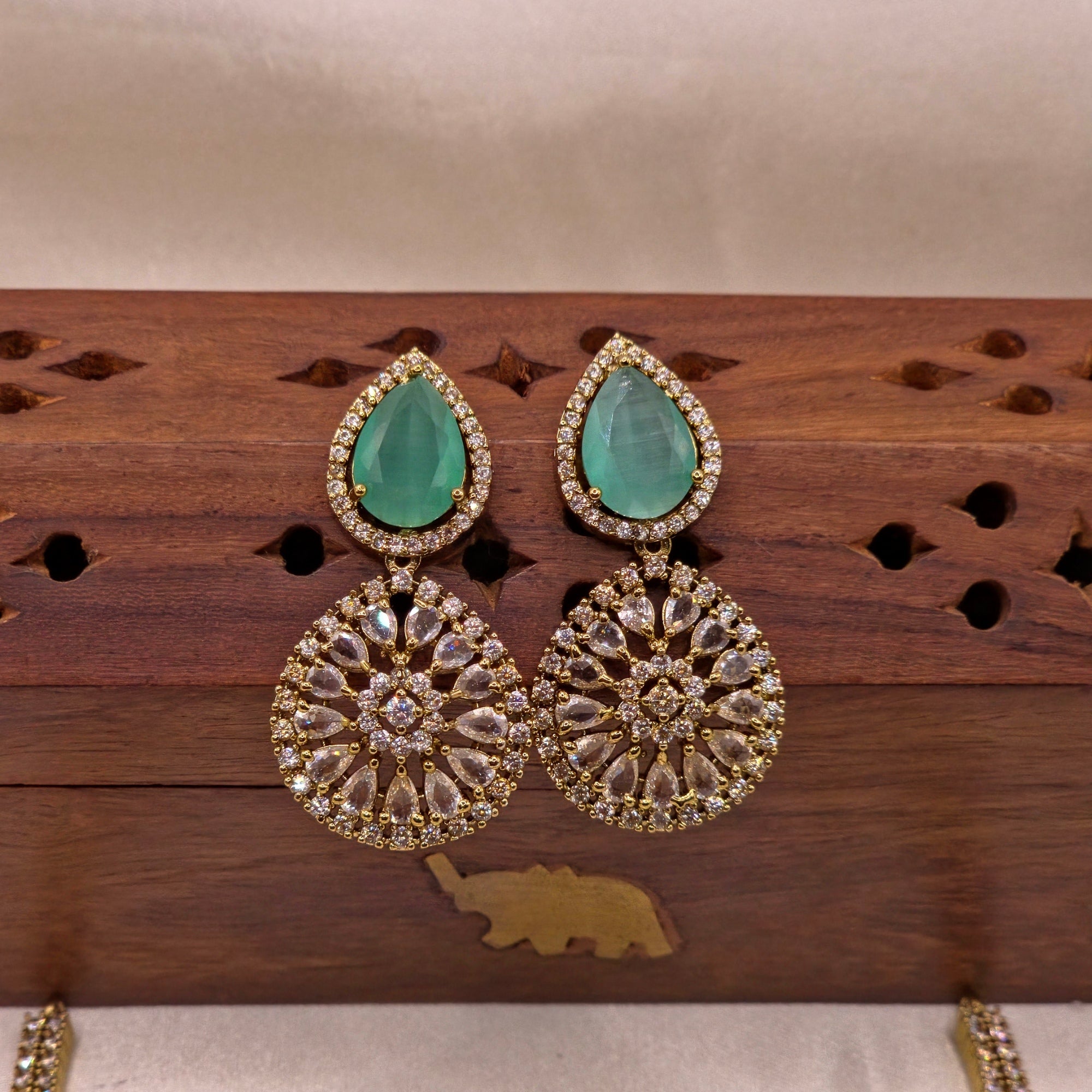 Mint Green CZ Bridal Necklace Set