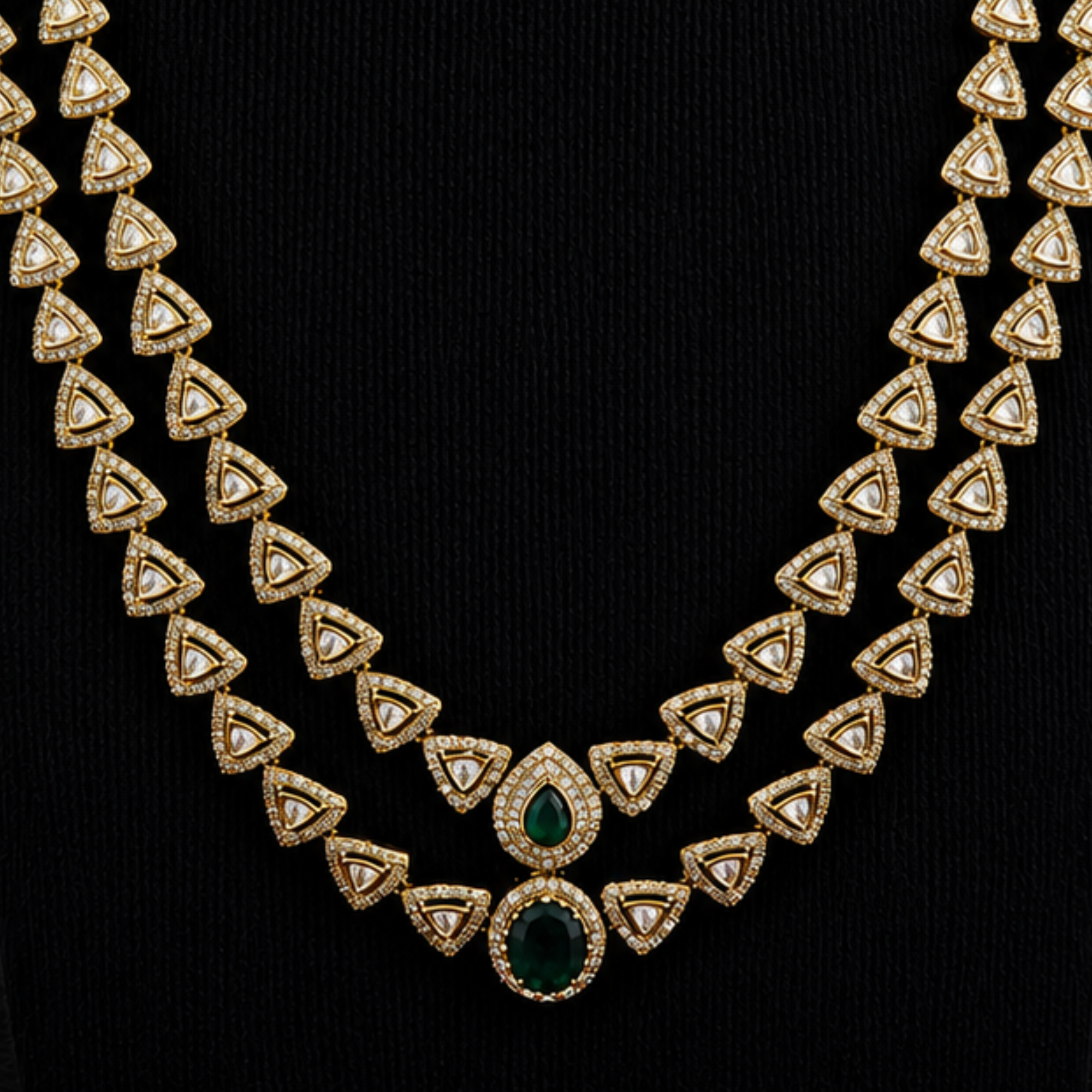 Petite Dual-Layer Triangle CZ Necklace Set
