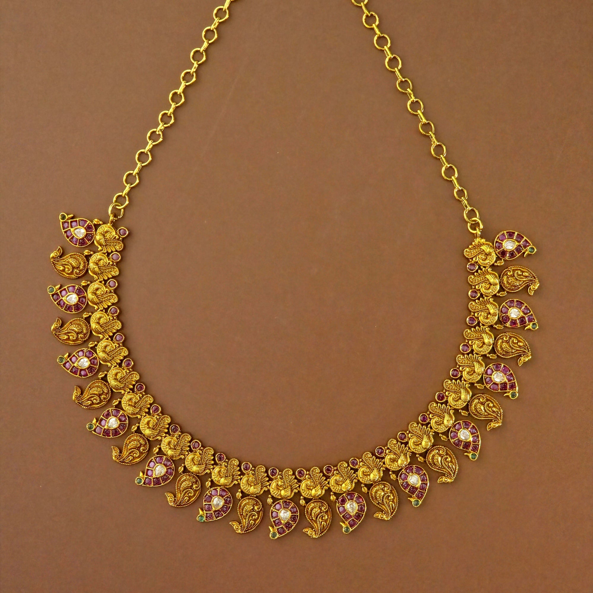Ruby Peacock Antique Necklace Set