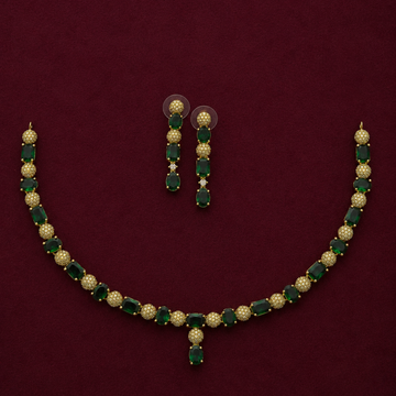 Elegant Emerald Green CZ Necklace Set