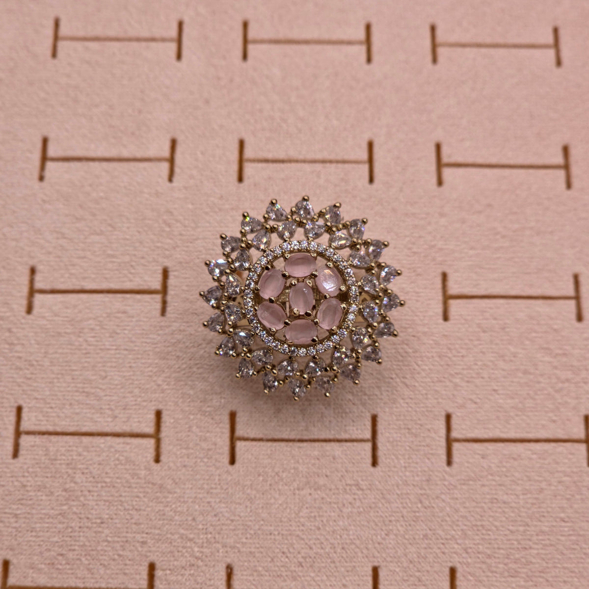 Blush Pink Floral Halo Ring