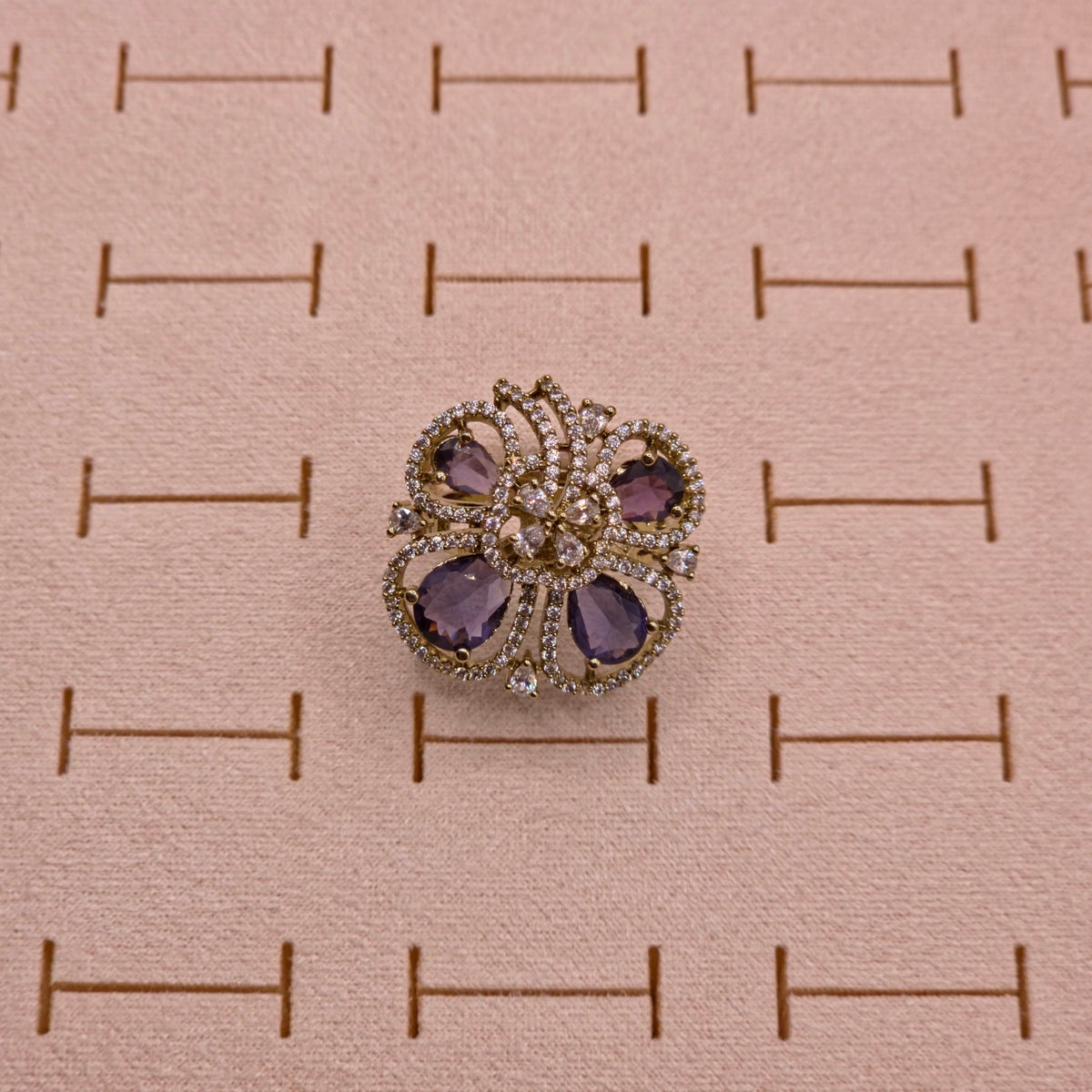 Amethyst Floral Statement Ring