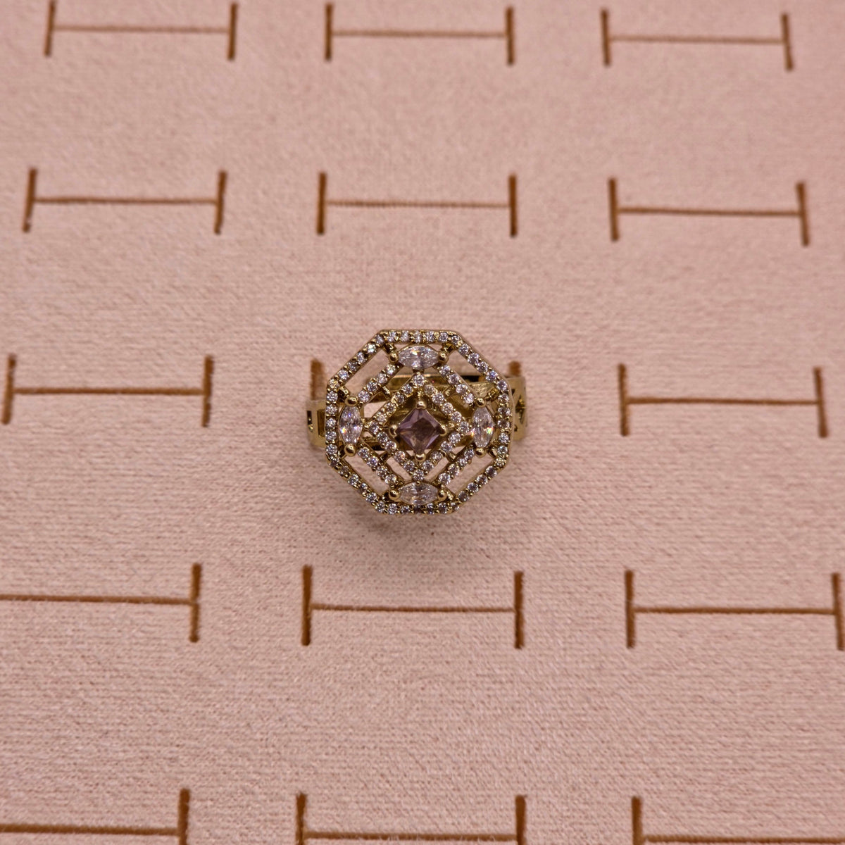Amethyst Geometric Lattice Ring