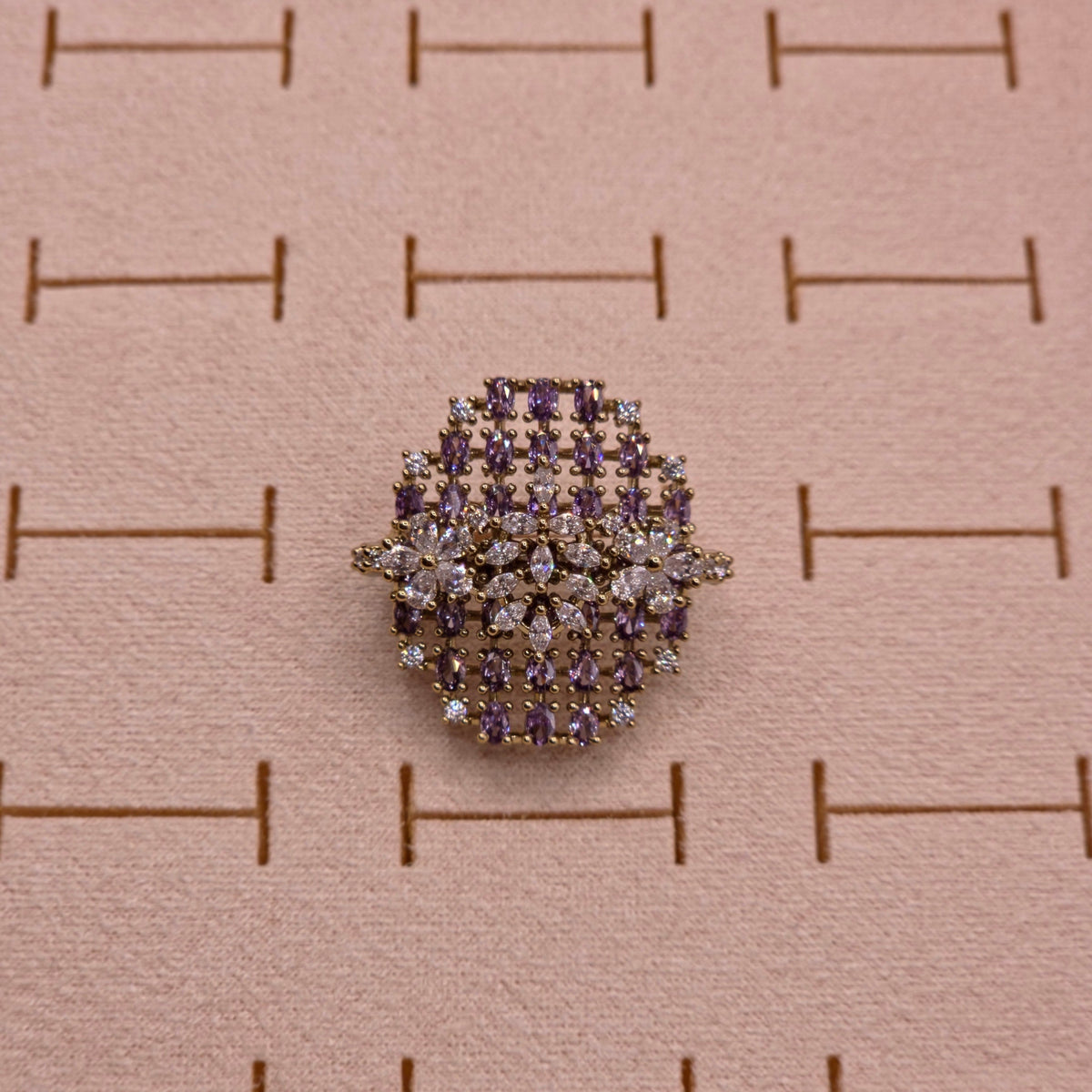 Amethyst Floral Cascade Statement Ring