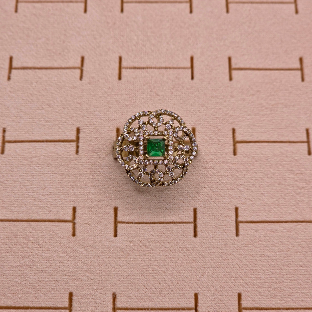 Emerald Square Bloom Statement Ring