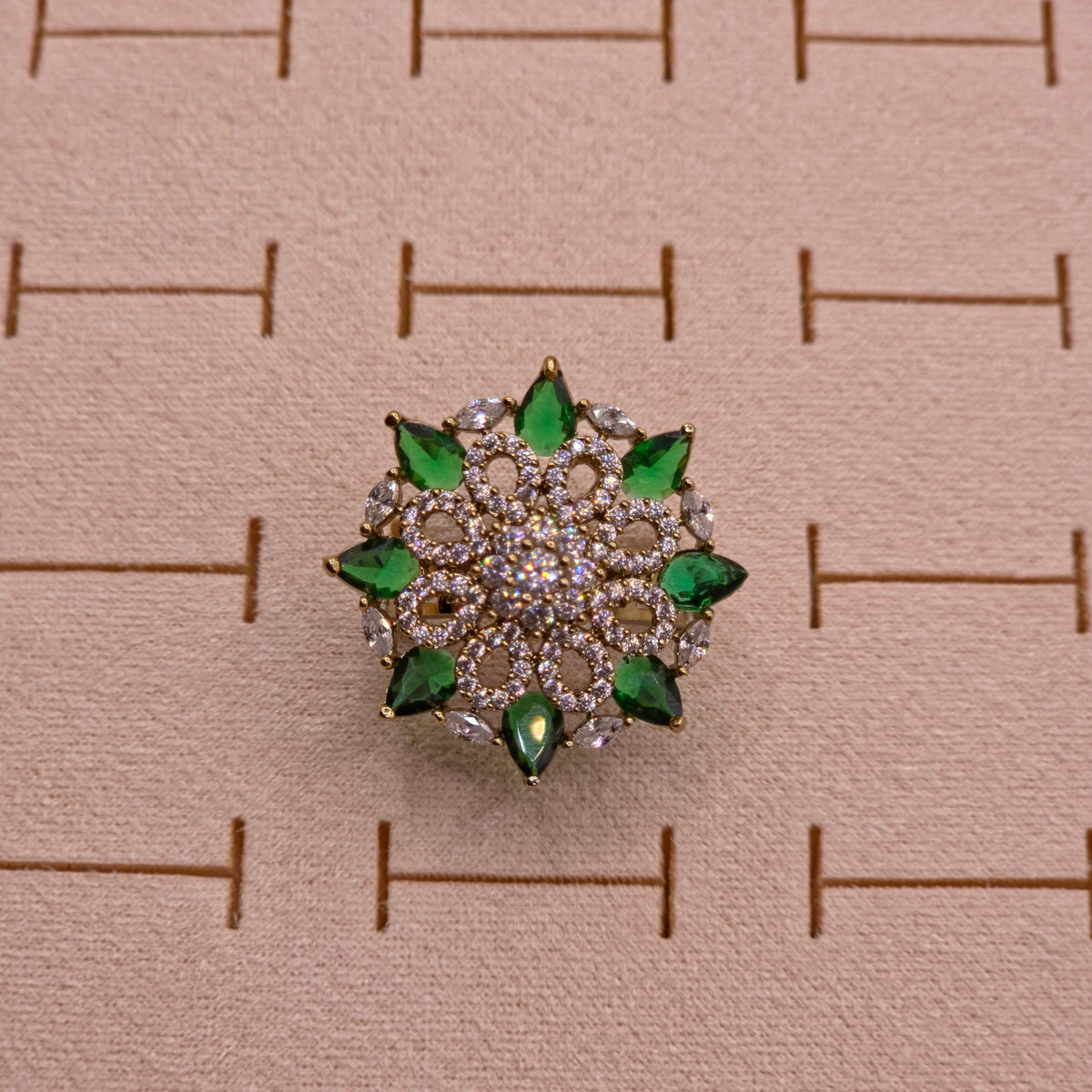 Emerald Bloom Statement Ring