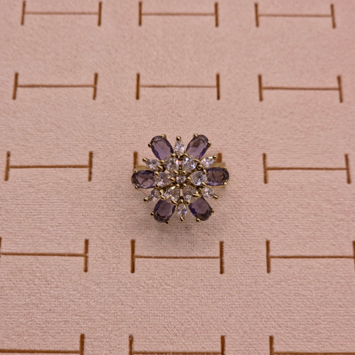 Amethyst Floral Statement Ring