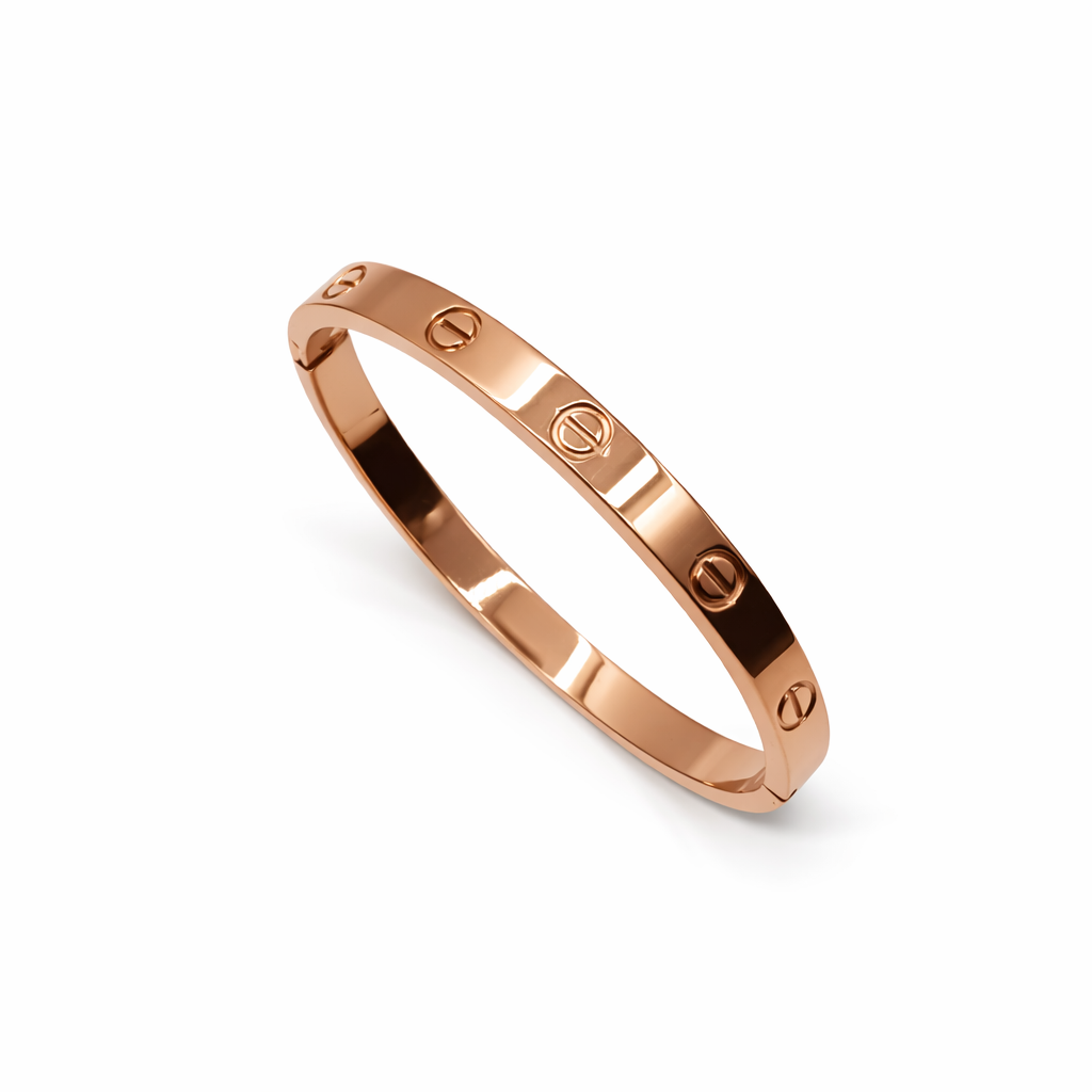 Screw Motif Slim Rose Gold Bracelet