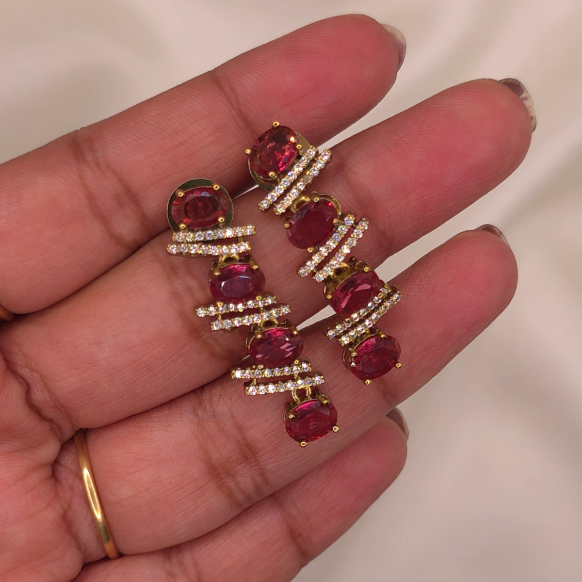 Ruby Oval CZ Necklace Set