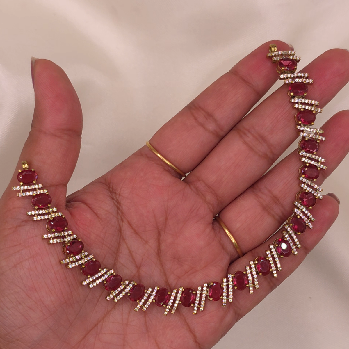 Ruby Oval CZ Necklace Set