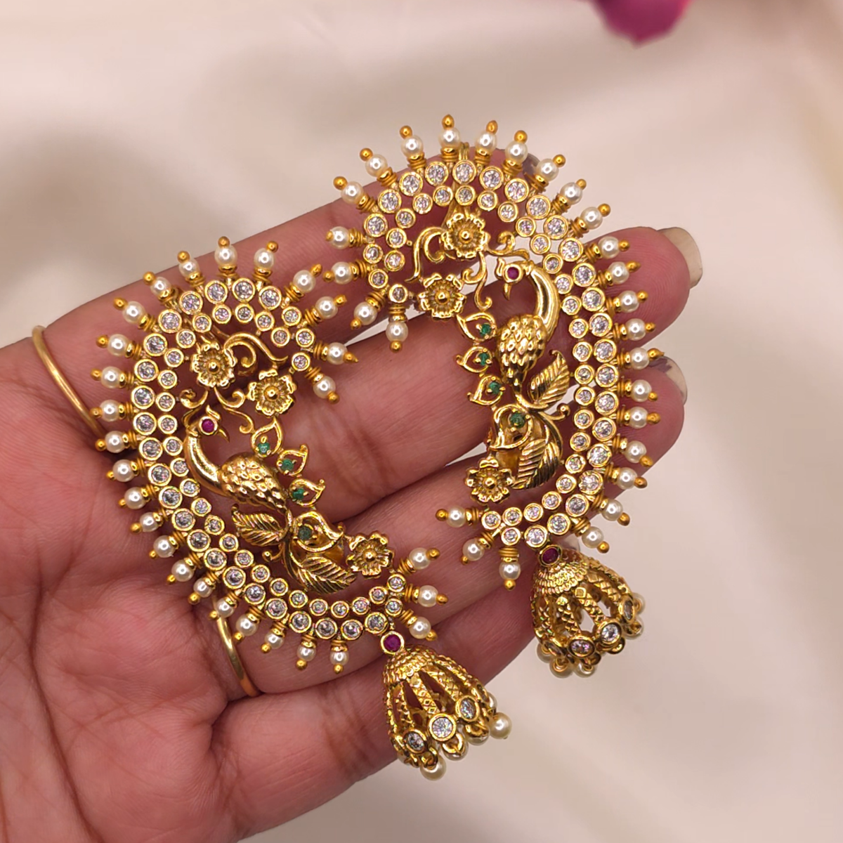 Peacock Floral Jhumka Earrings