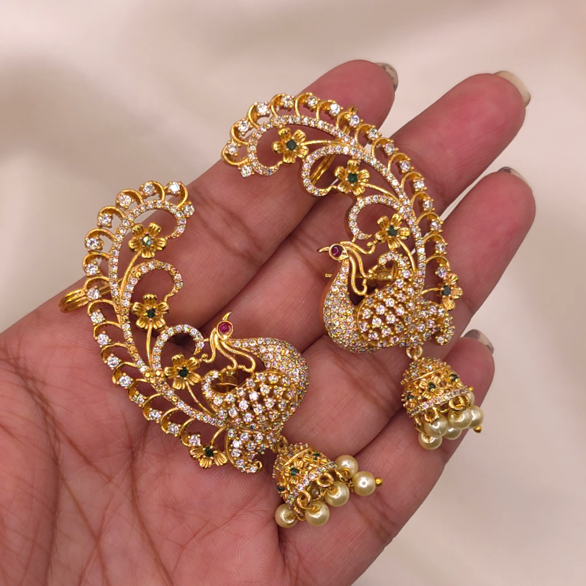 Peacock Floral Jhumka Earrings