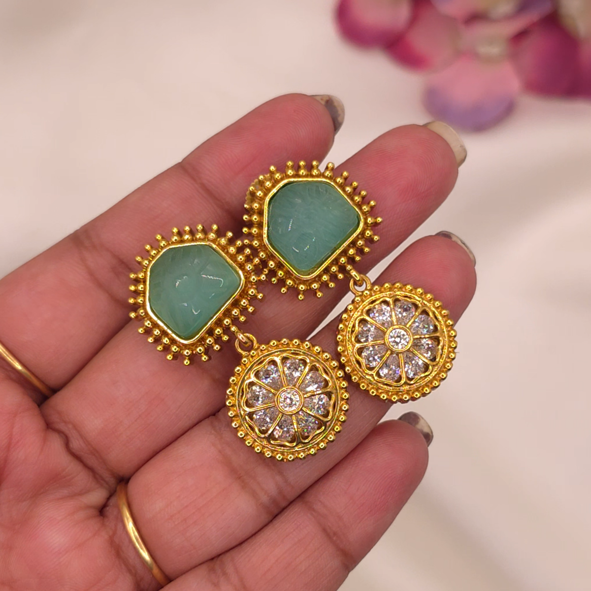 Mint Green Floral Necklace Set