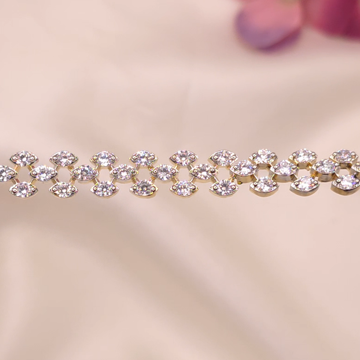 Diamond Leaf Floral Necklace Set