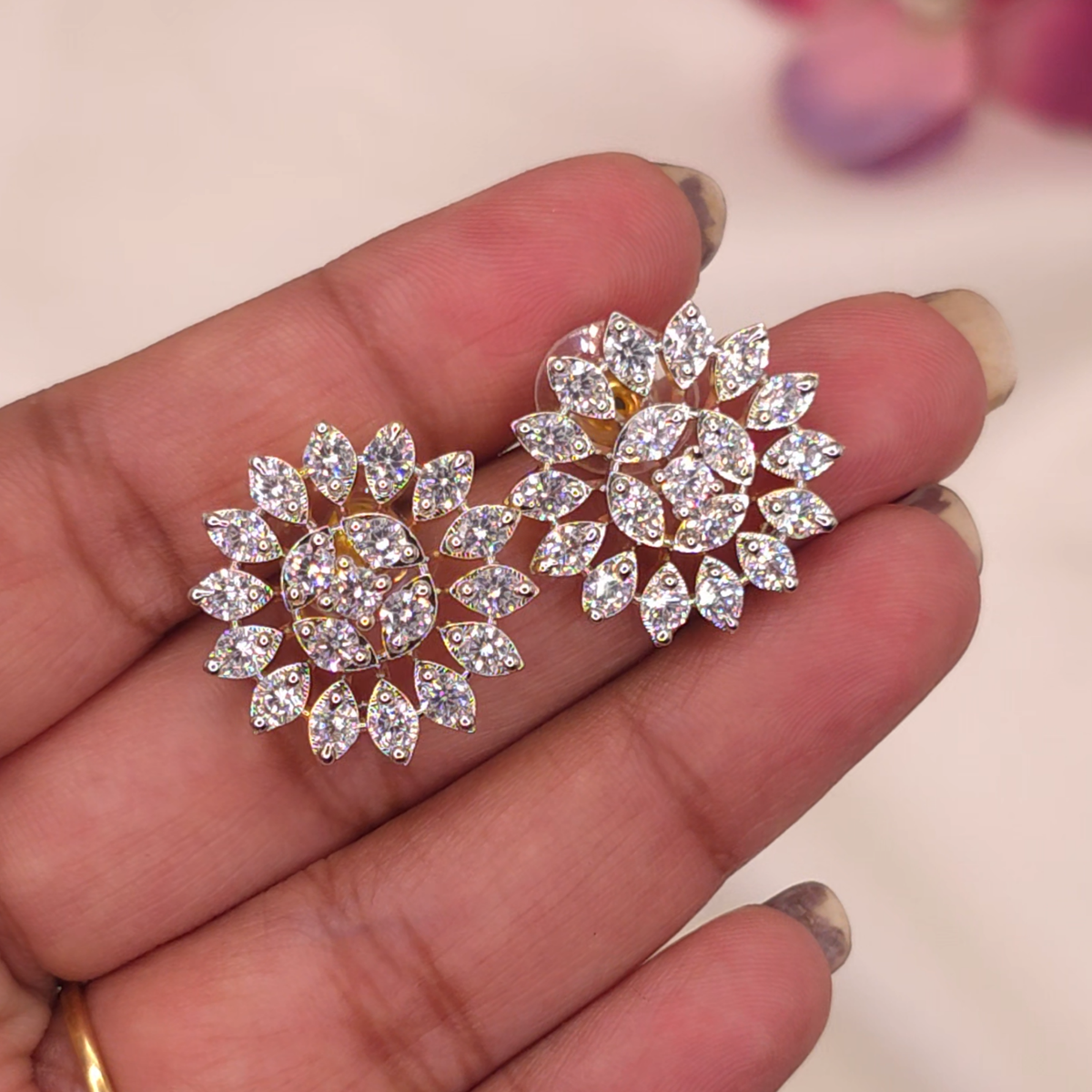 Diamond Leaf Floral Necklace Set