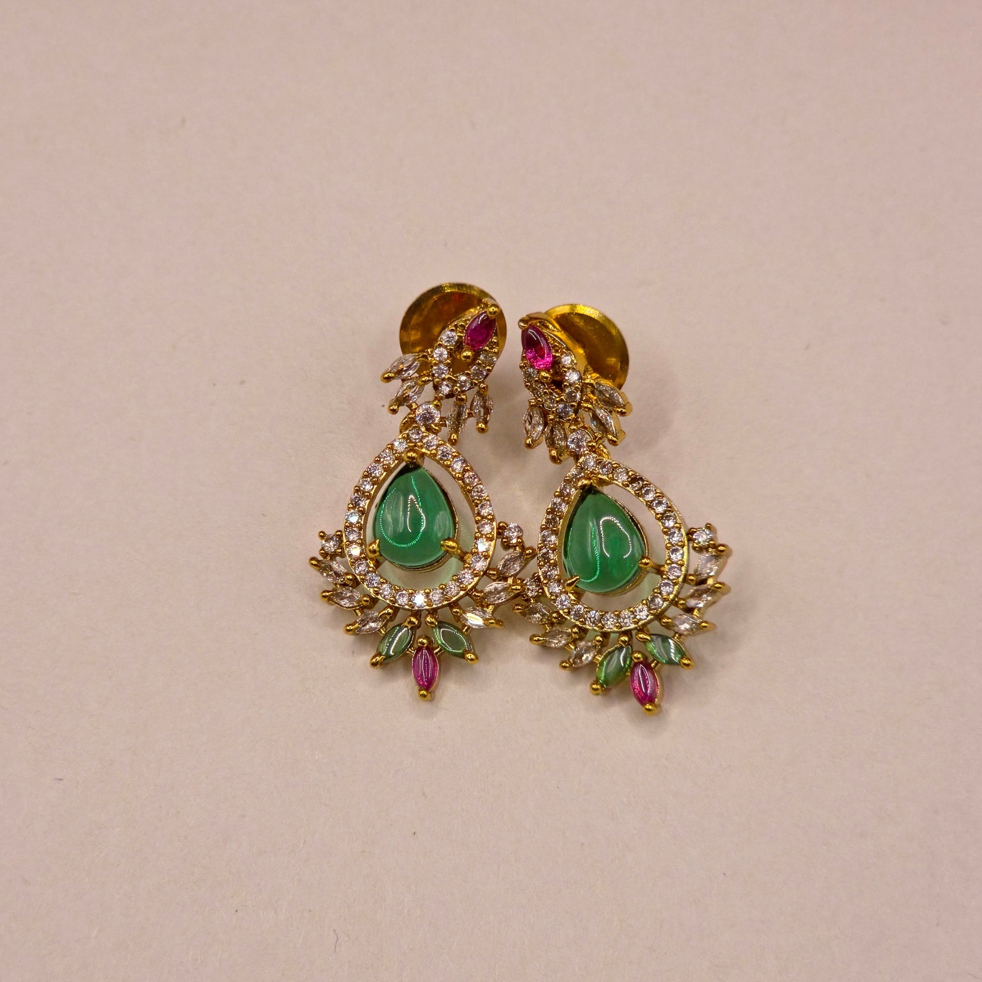 Emerald Ruby Navette Necklace Set