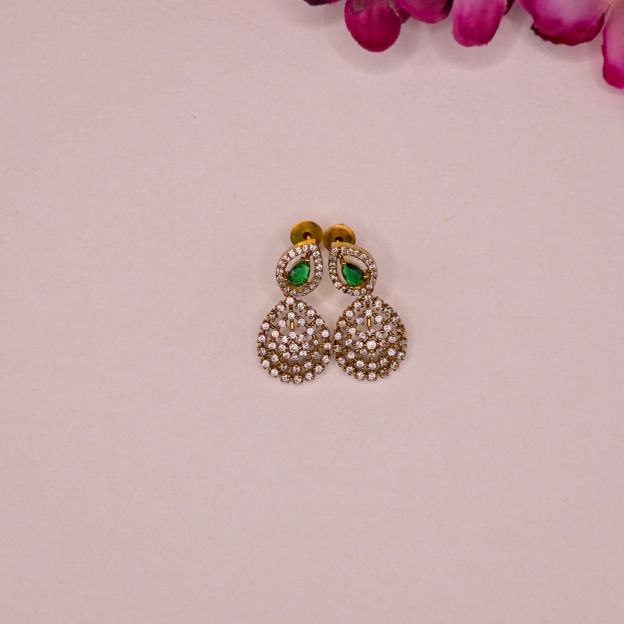 Emerald Crystal Drop Necklace Set