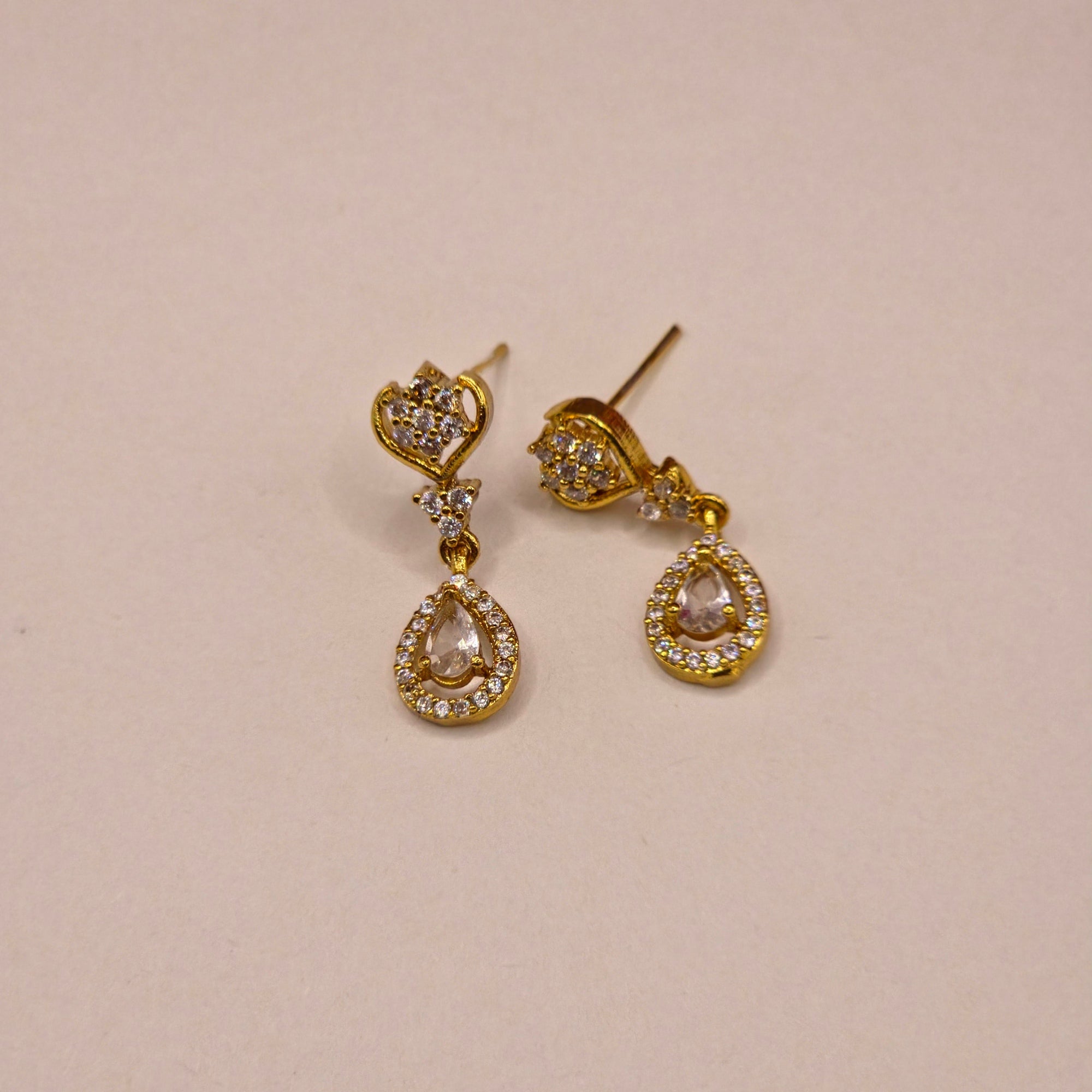 Royal Heart Drop CZ Necklace Set