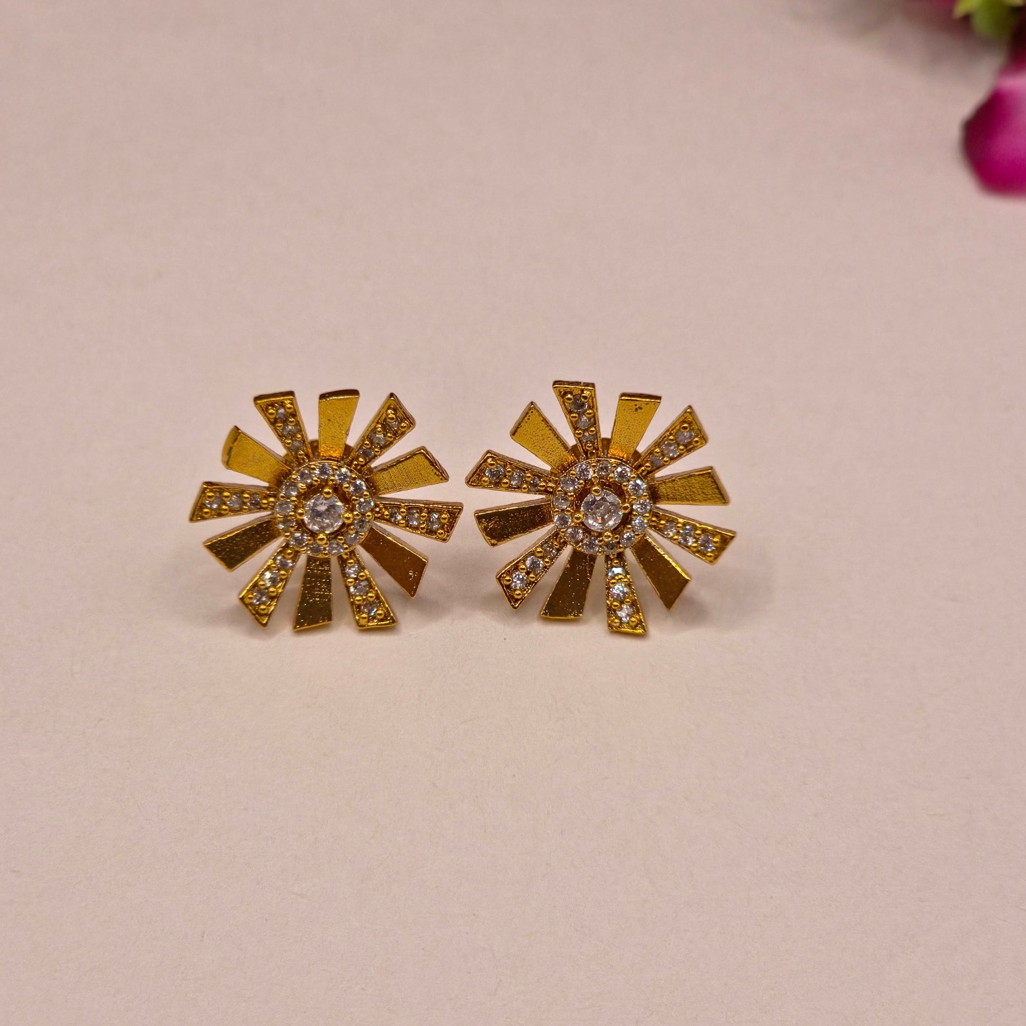 CZ Sunburst Starburst Necklace Set