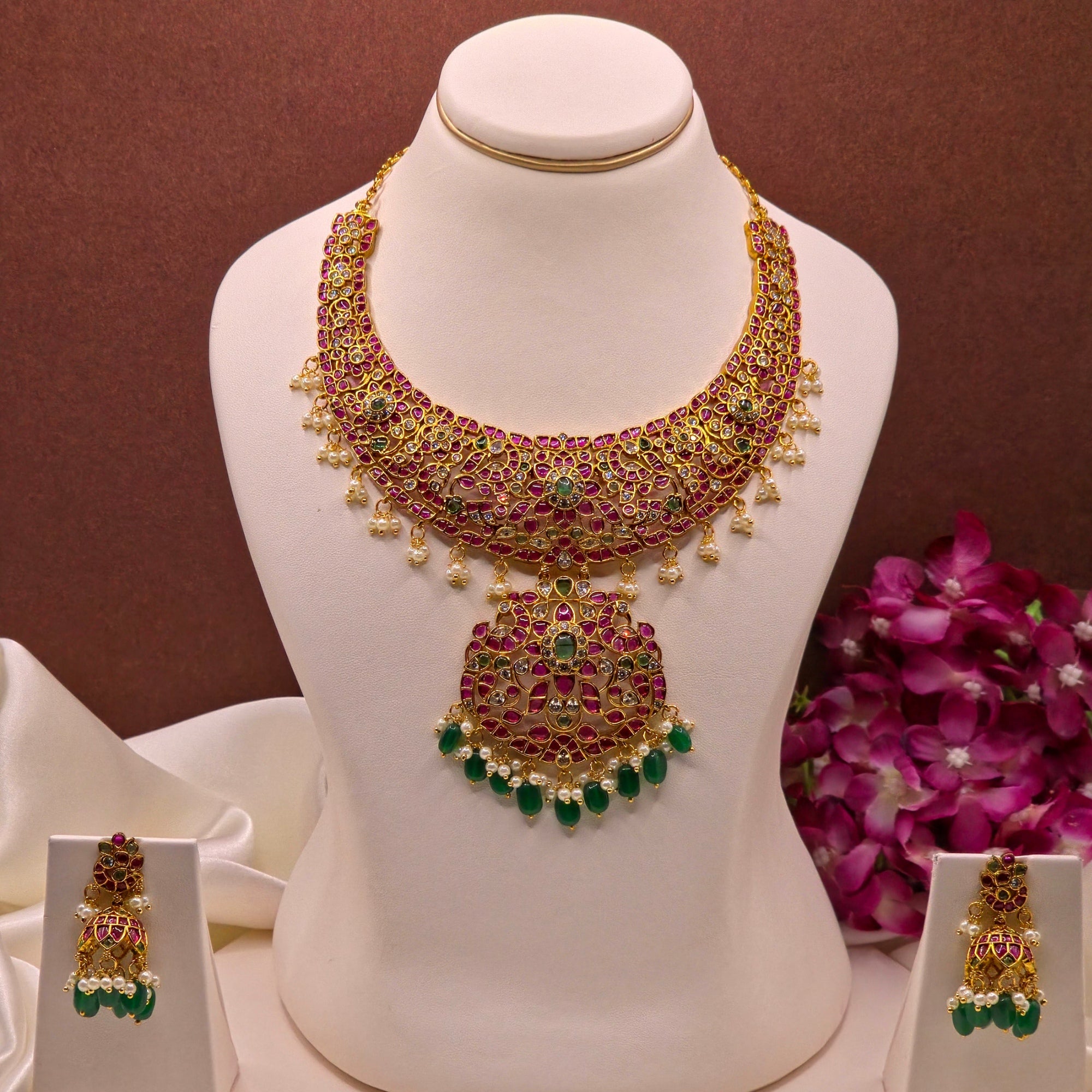 Royal Kempu Peacock Haram Set
