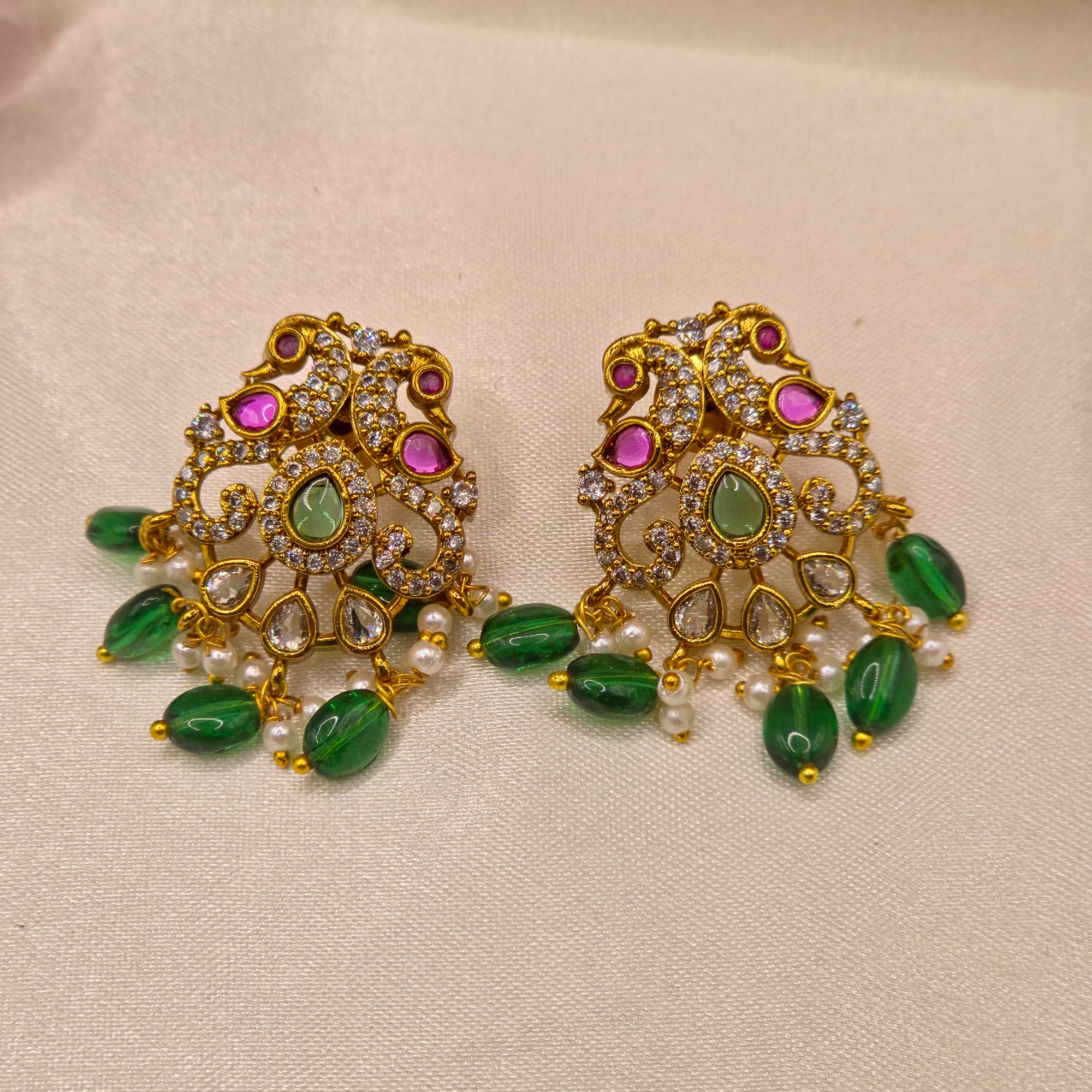 Ruby Emerald Kanti/Hasli Necklace Set