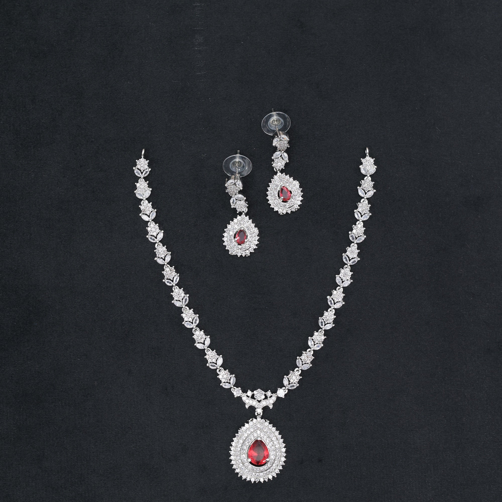 Ruby Silver Cascade AD Neckset