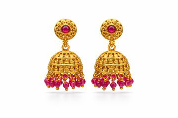 Antique Ruby Dome Jhumka Earrings (Small)