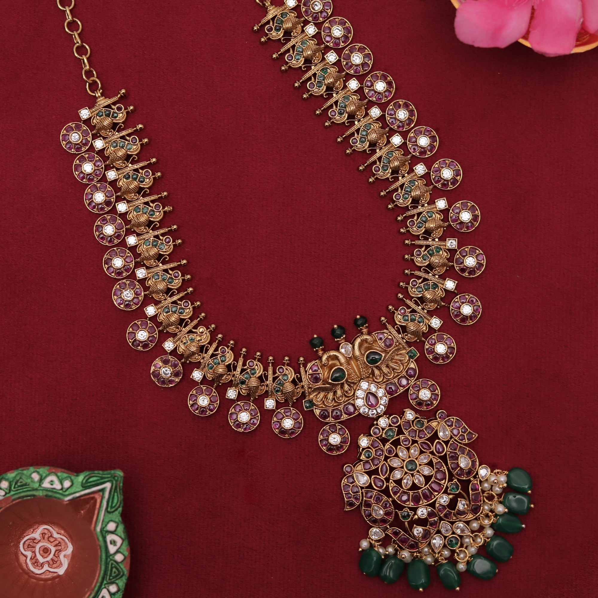 Antique Mayura Interchangeable Kemp Haram