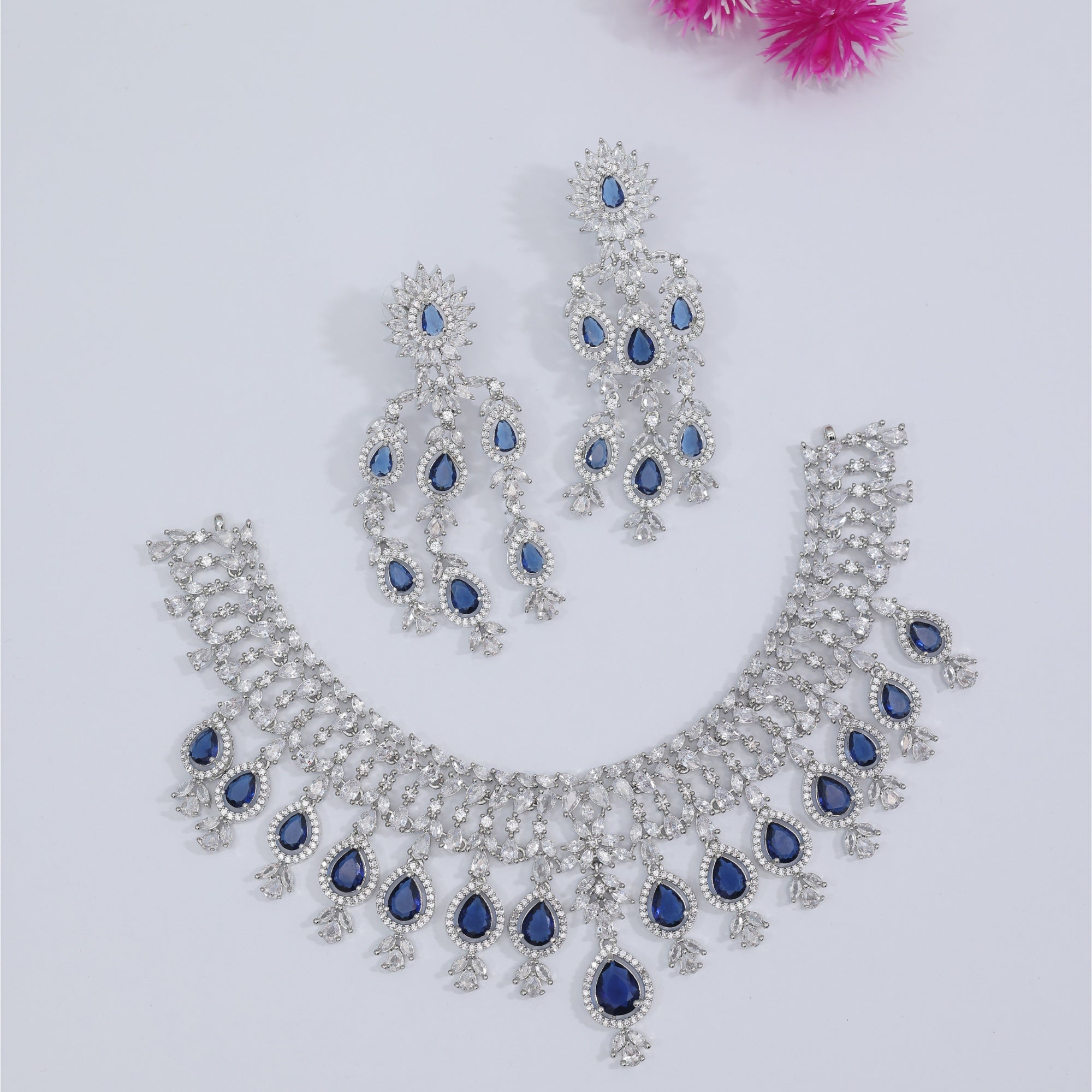 Royal Sapphire Crown Zircon Neckpiece