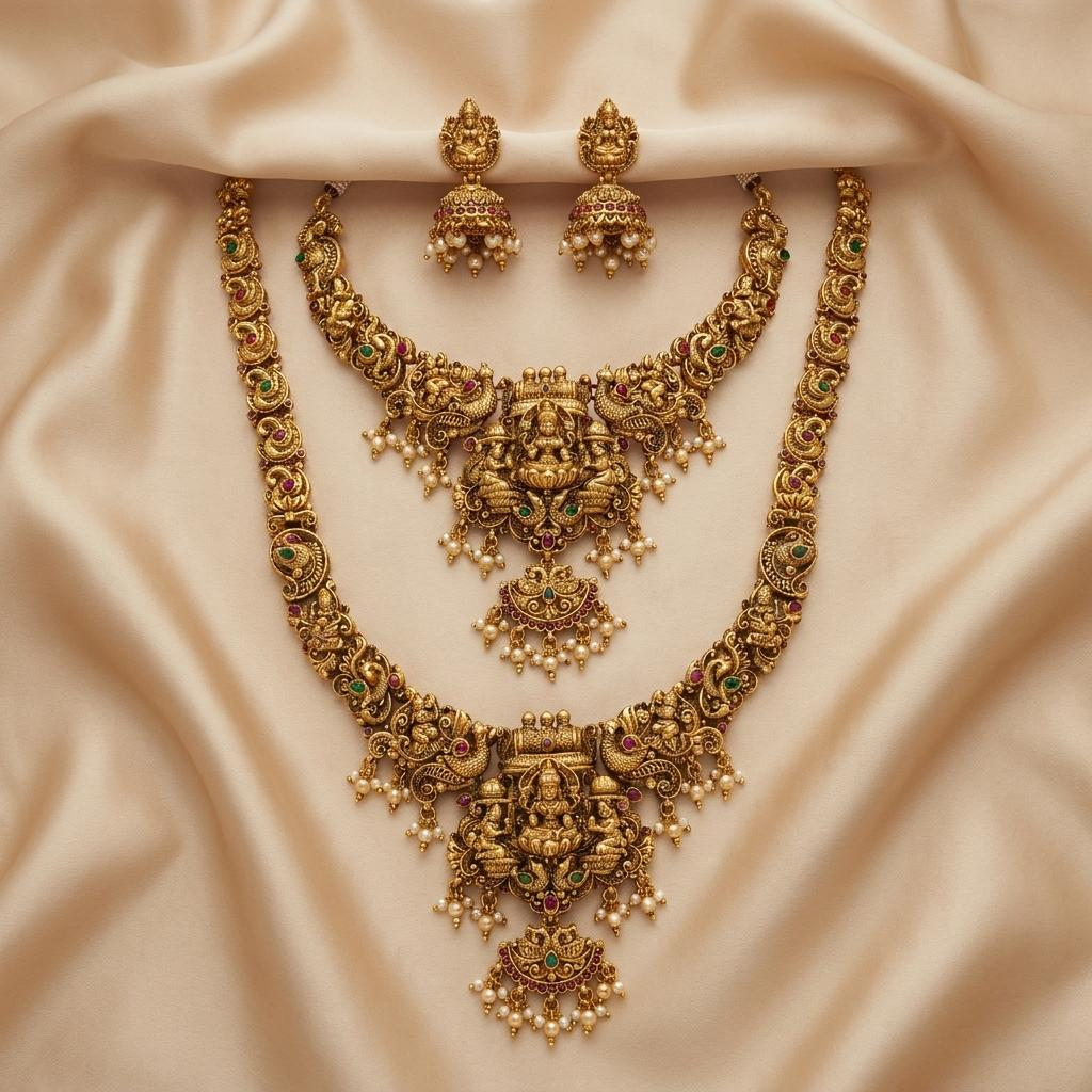Royal Lakshmi Peacock Temple Bridal Set