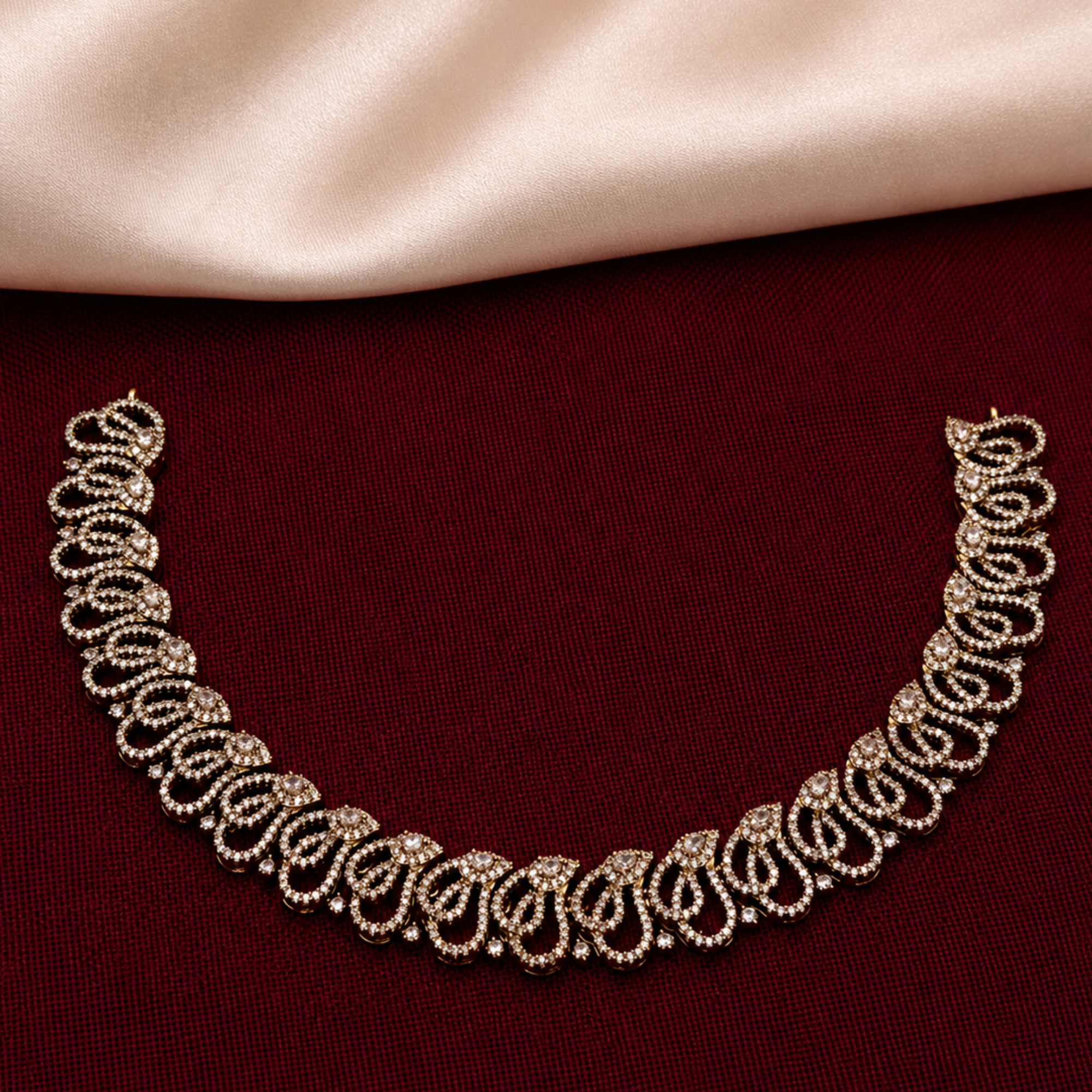 Paisley CZ Necklace Set with Drop Earrings