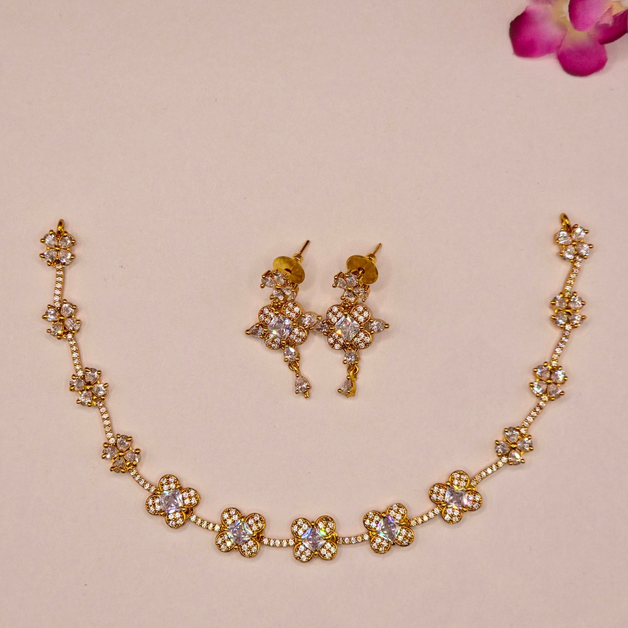 Crystal Blossom Necklace Set