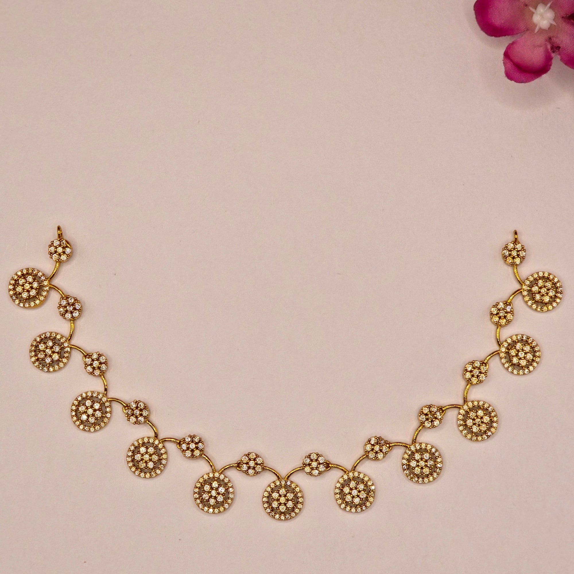 CZ Floral Disc Necklace Set
