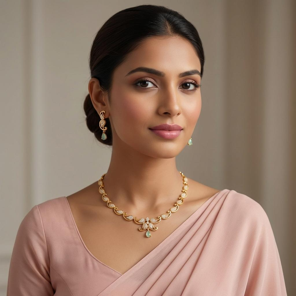 Paisley Mint CZ Necklace Set