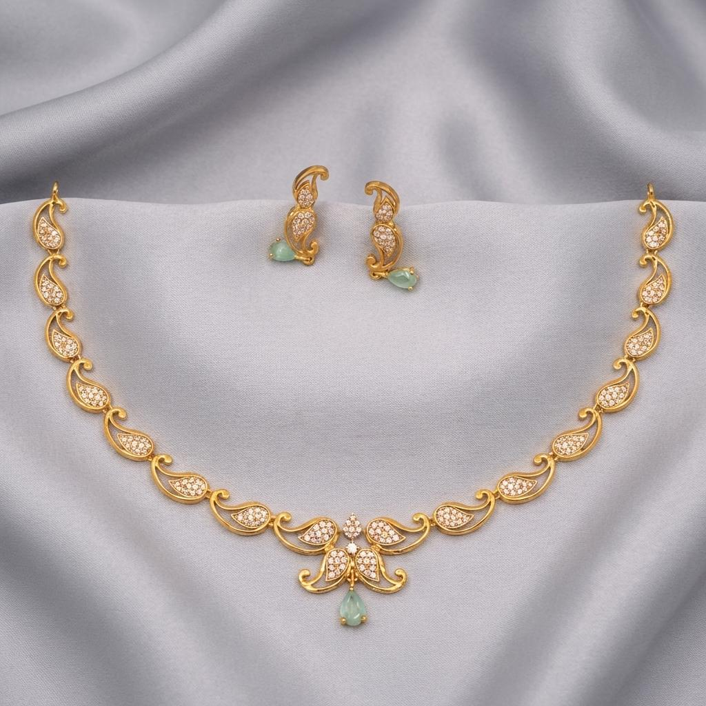 Paisley Mint CZ Necklace Set