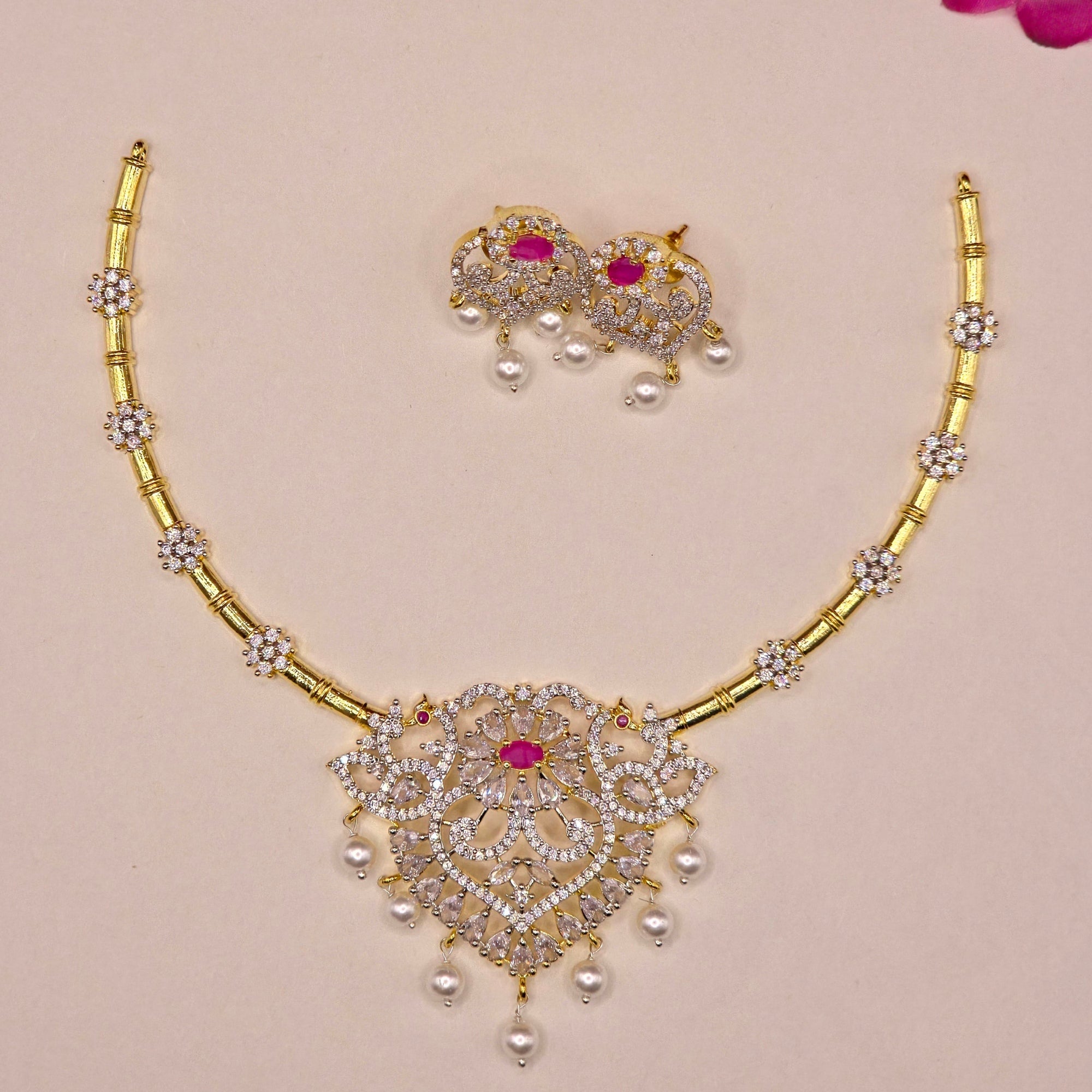 Royal Kundan Pearl Drop Necklace Set