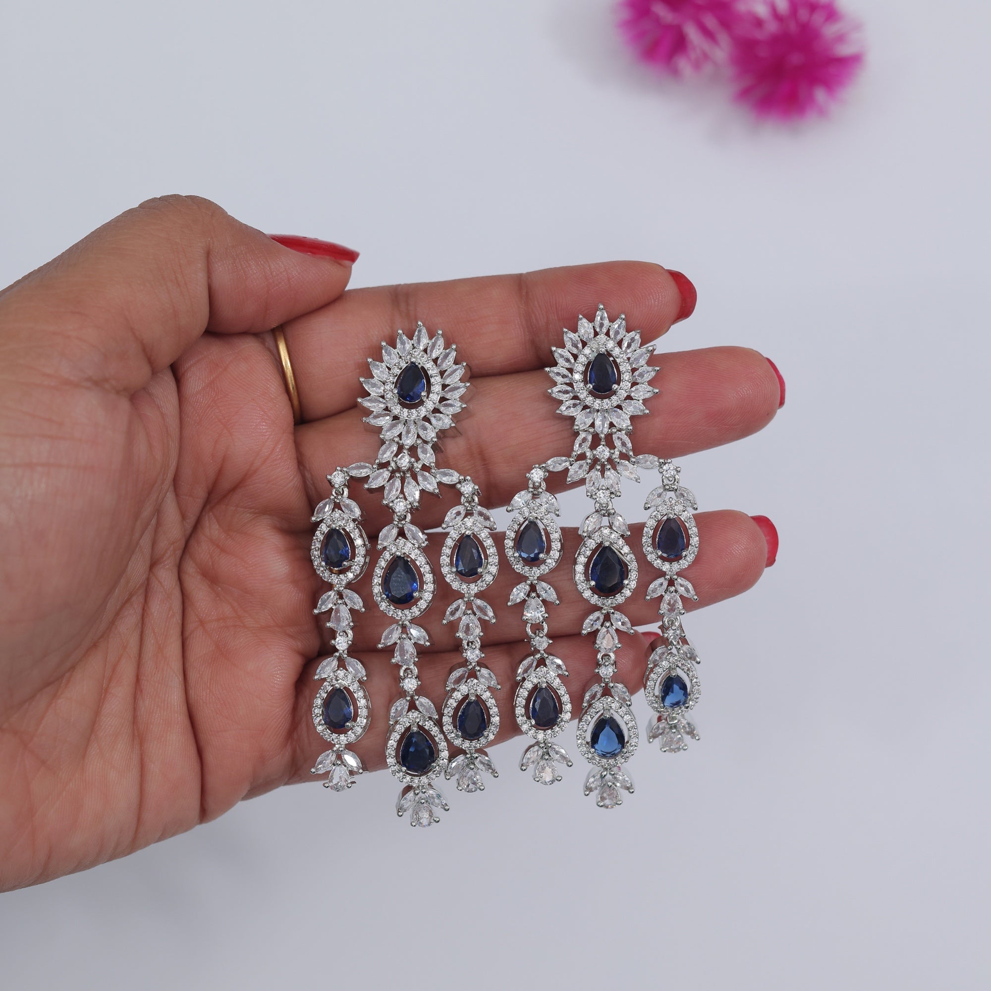 Royal Sapphire Crown Zircon Neckpiece