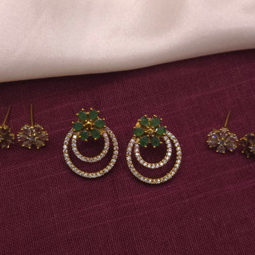 Floral CZ Stud Earrings Combo Set (Set of 5)