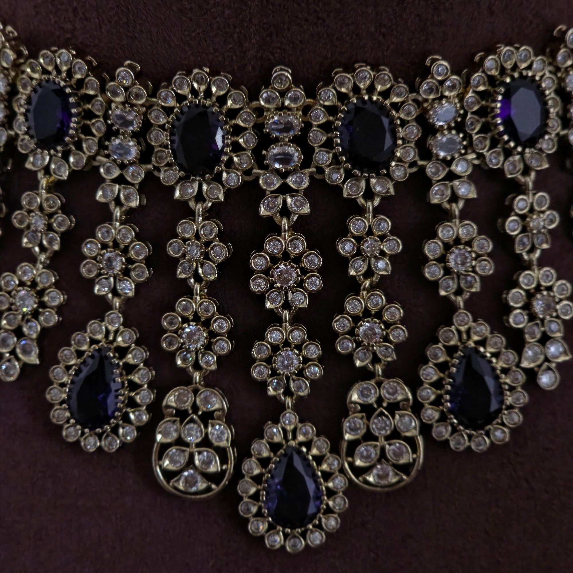 Grand Victorian 3 Layer Purple Drop Neckpiece with Earring