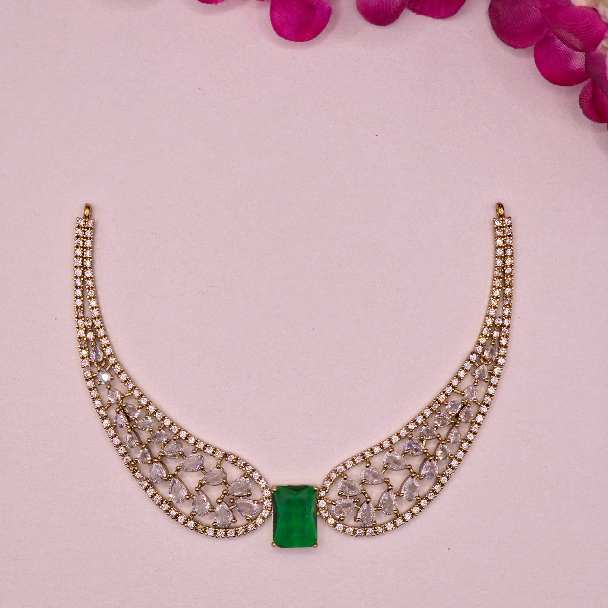 Emerald CZ Premium Bridal Hasli Neckpiece