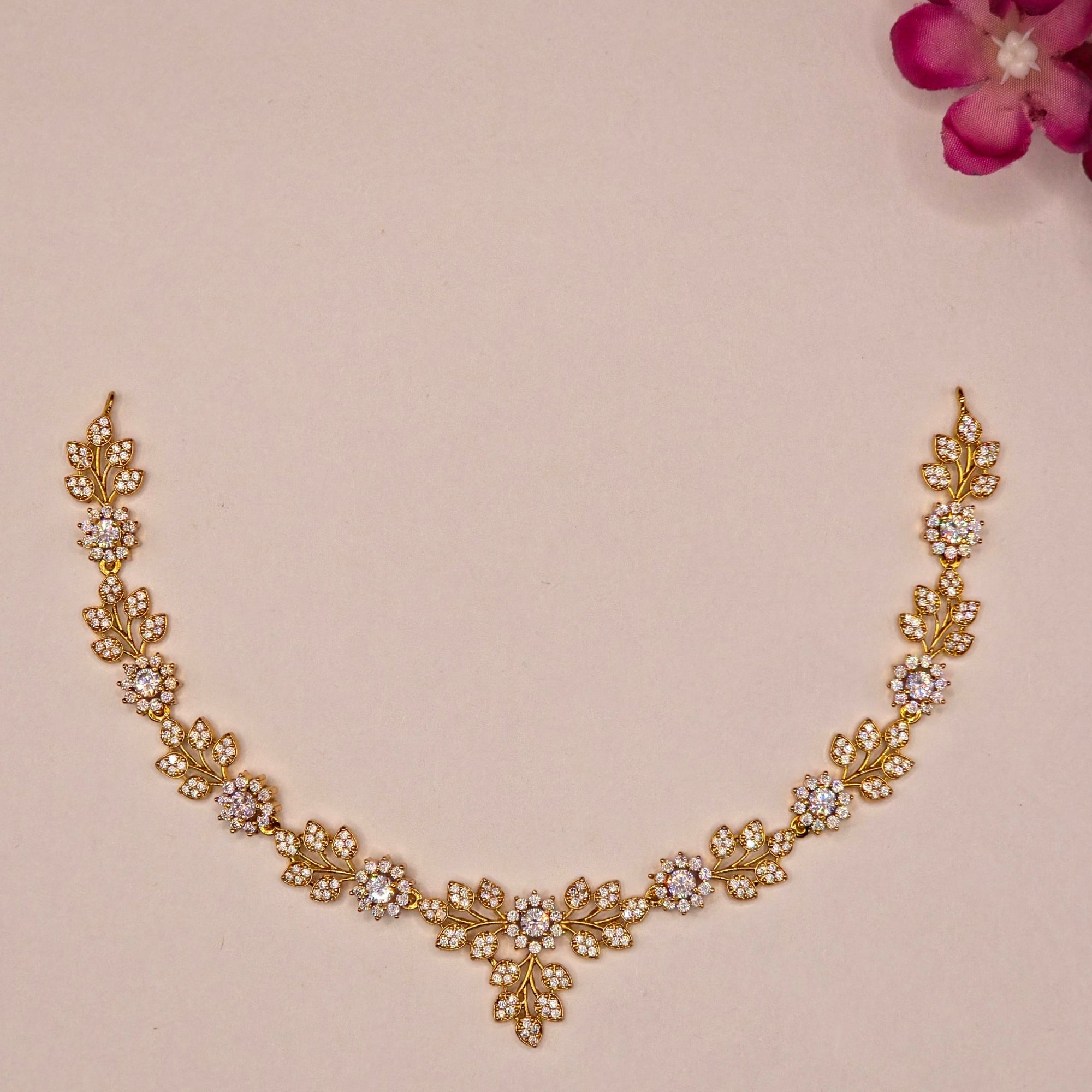 Floral Vine CZ Necklace Set