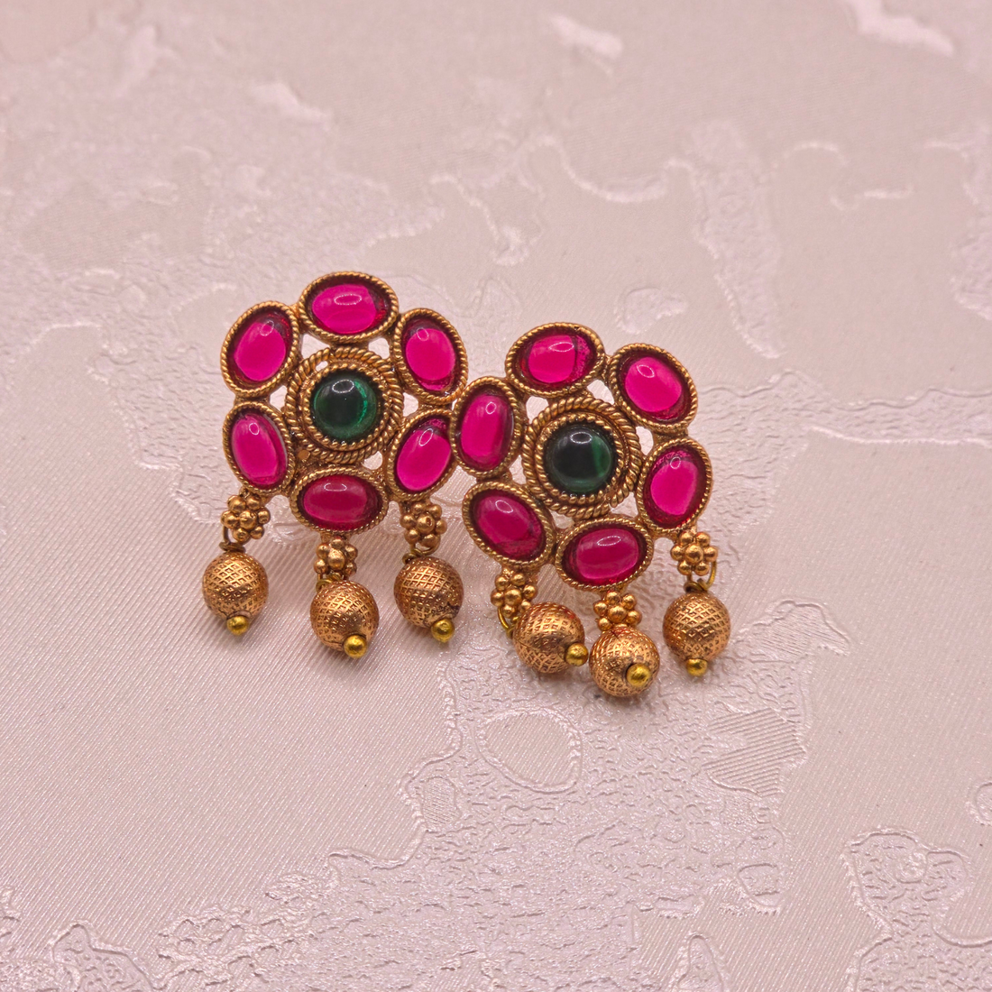 Ruby Emerald Gold Drop Set