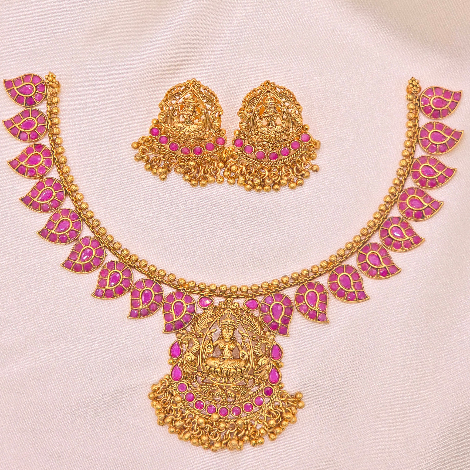 Lakshmi Ruby Antique Necklace Set