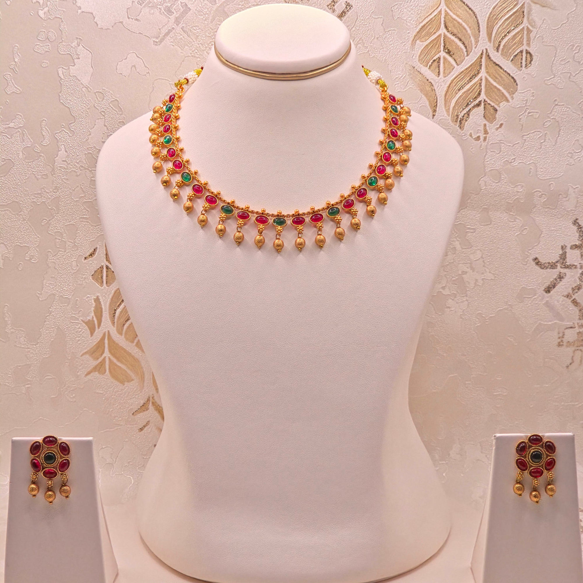 Ruby Emerald Gold Drop Set